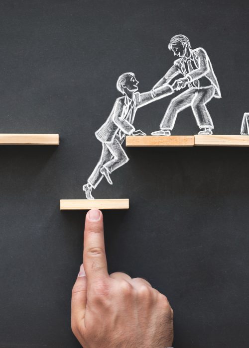 Career Planning and Business Challenge Concept with Hand Drawn Chalk Illustrations on Blackboard